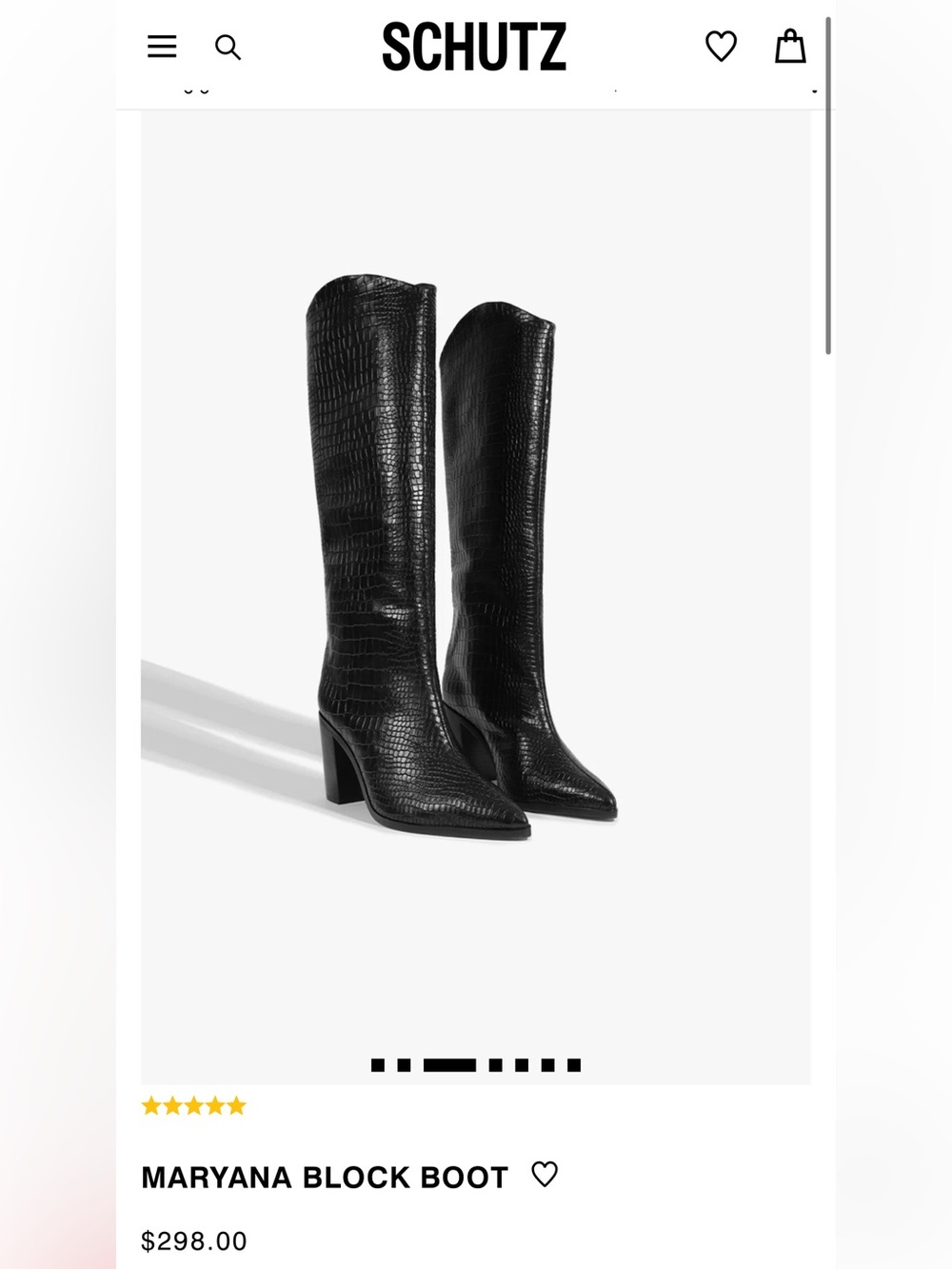 SCHUTZ Black Croc-Embossed Maryana Over-the-Knee Block Heel Boots